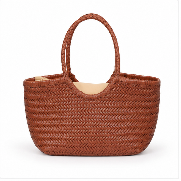 Handwoven Brown Braided Everyday Tote Bag-4