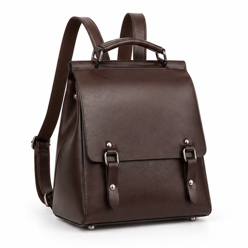 Coffee Brown Vintage Convertible Backpack Handbag-1