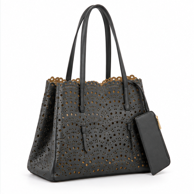 Elegant Laser Cut Shoulder Tote Bag-1
