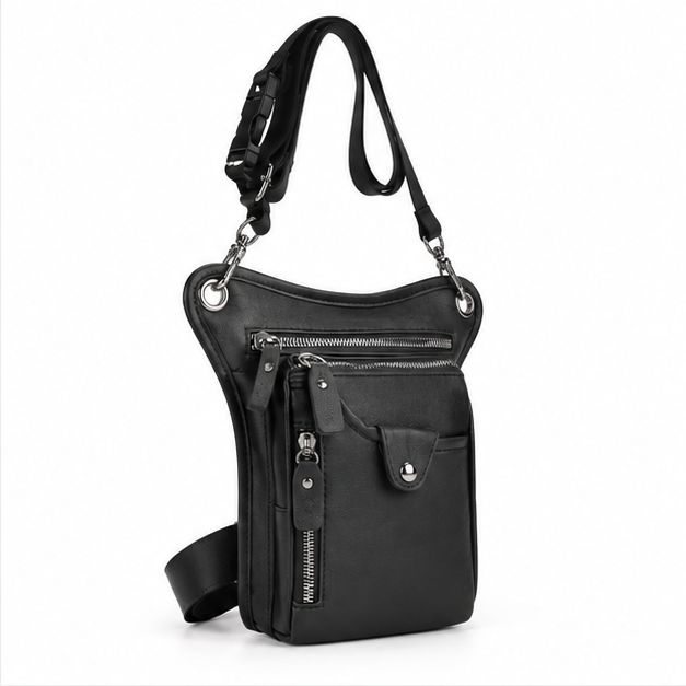 Black Multi-Pocket Crossbody Shoulder Travel Bag-1