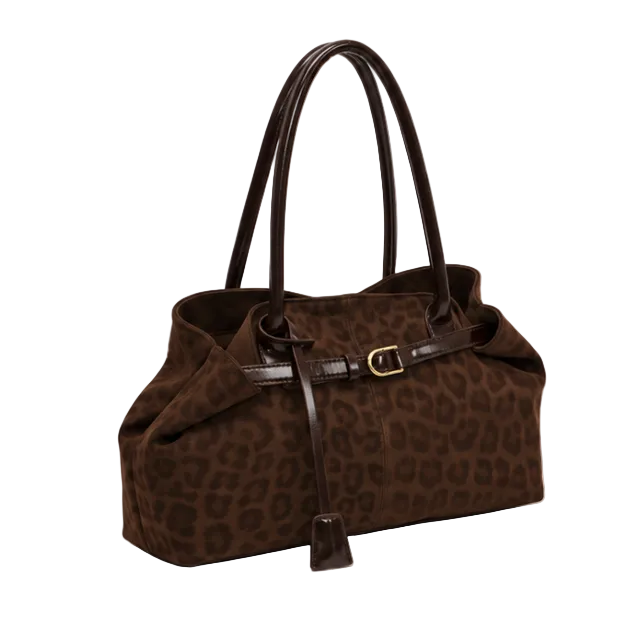 Brown Leopard Print Structured Shoulder Tote-1