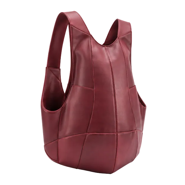 Red Coffee Sculpted Everyday Leather Backpack