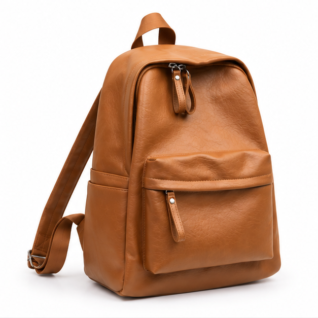 Light Brown Classic Everyday Leather Backpack-1