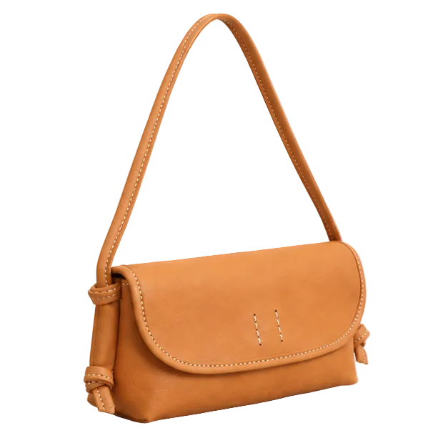 Tan Leather Crossbody Flap Shoulder Bag