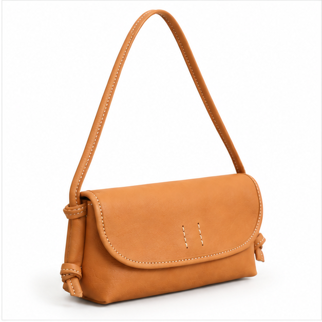 Tan Leather Flap Shoulder Bag Purse-1