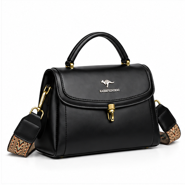 Black Structured Top Handle Shoulder Bag-1