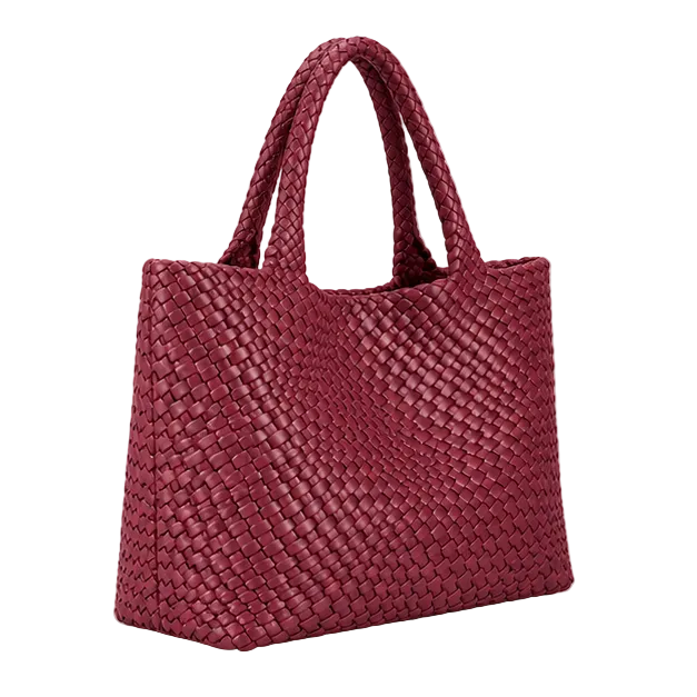 Burgundy Woven Leather Everyday Tote Bag