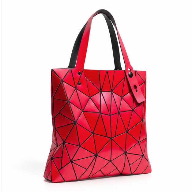 Dark Red Geometric Mosaic Tote Bag-1