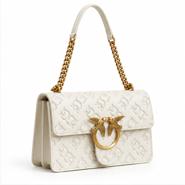 Ivory Embossed Bird Clasp Shoulder Bag-1