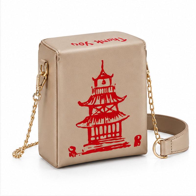 Dark Gold Pagoda Chain Crossbody Bag-1