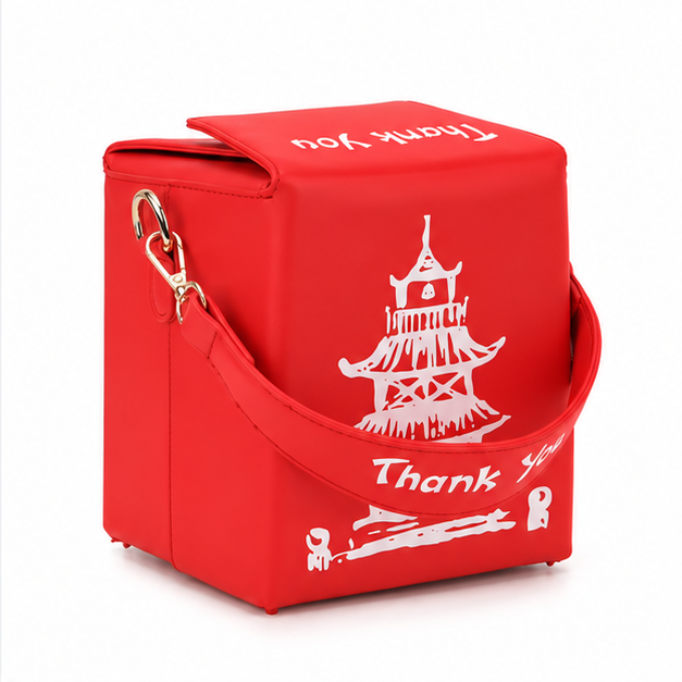 Red Pagoda Print Shoulder Lunch Bag-1