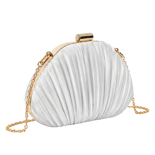 Elegant Pleated Satin Evening Clutch Bag