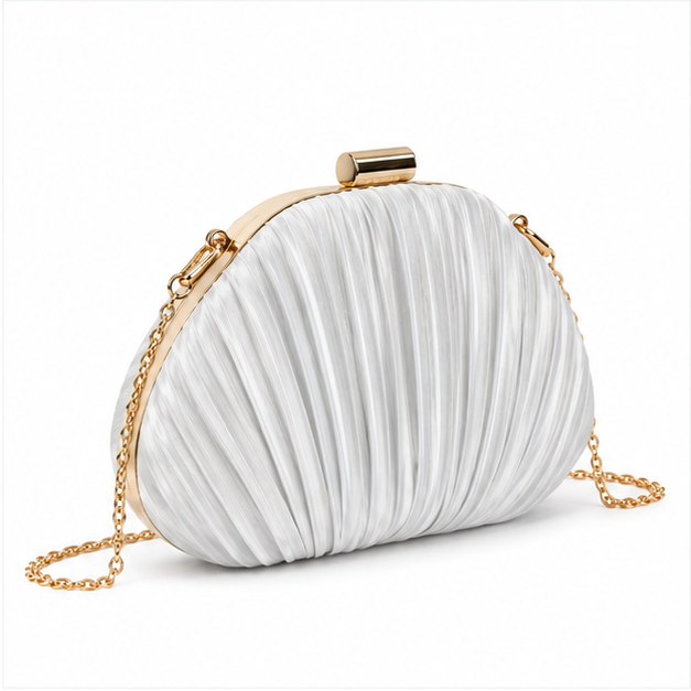 Elegant Pleated Satin Evening Clutch Bag-1