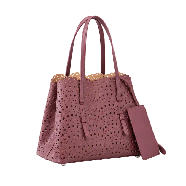Elegant Laser Cut Mauve Tote Handbag