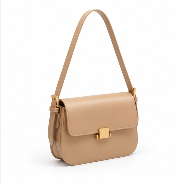 Elegant Khaki Structured Shoulder Crossbody Bag-1