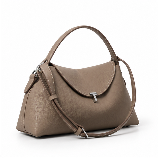 Elegant Taupe Leather Shoulder Handbag Design-1