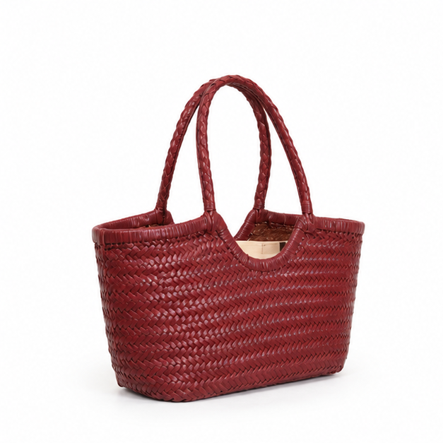 Burgundy Woven Leather Everyday Carry Tote-1