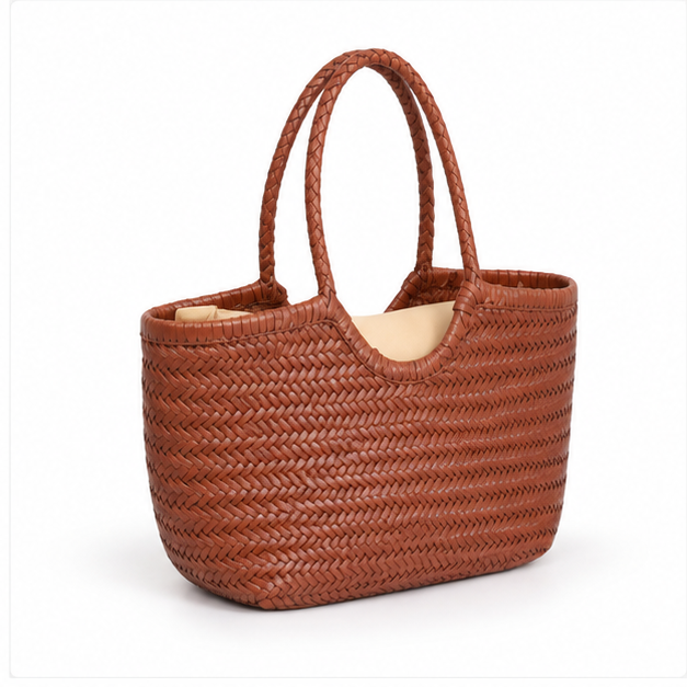 Handwoven Brown Braided Everyday Tote Bag-1