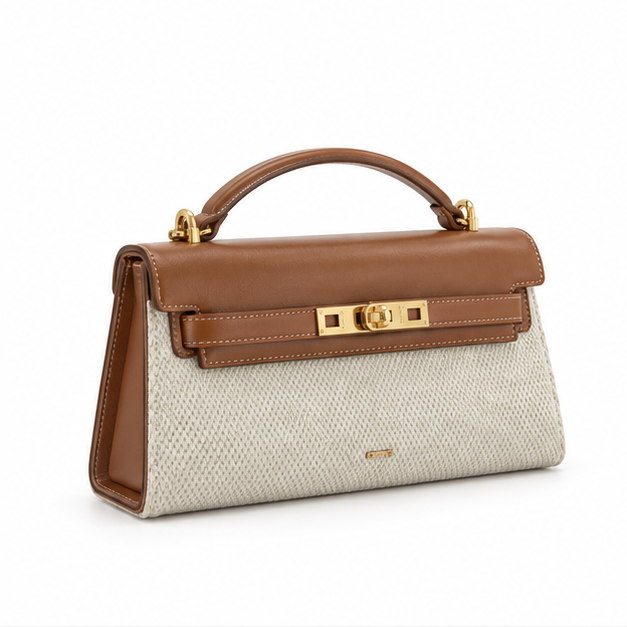 Elegant Woven Leather Top Handle Handbag-1