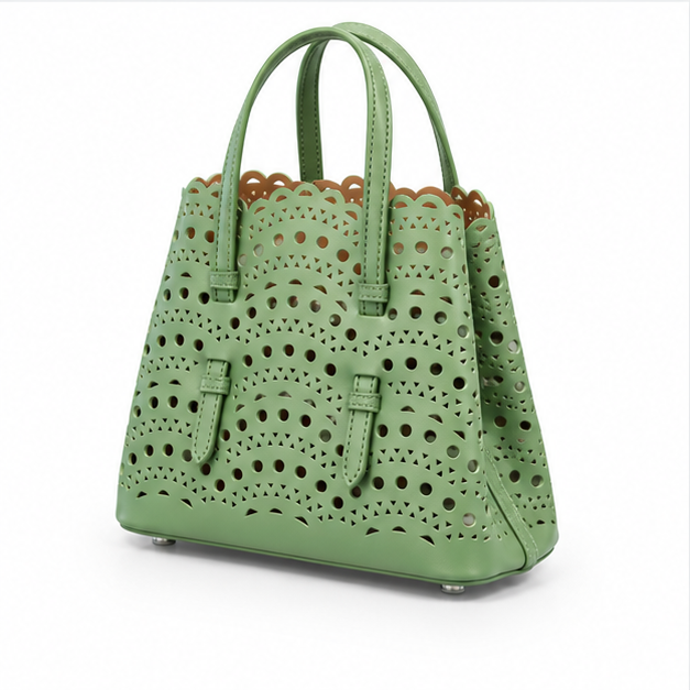 Sage Green Laser Cut Tote Bag-3
