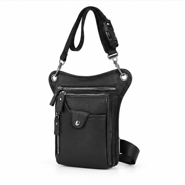 Black Multi-Pocket Crossbody Shoulder Travel Bag-3
