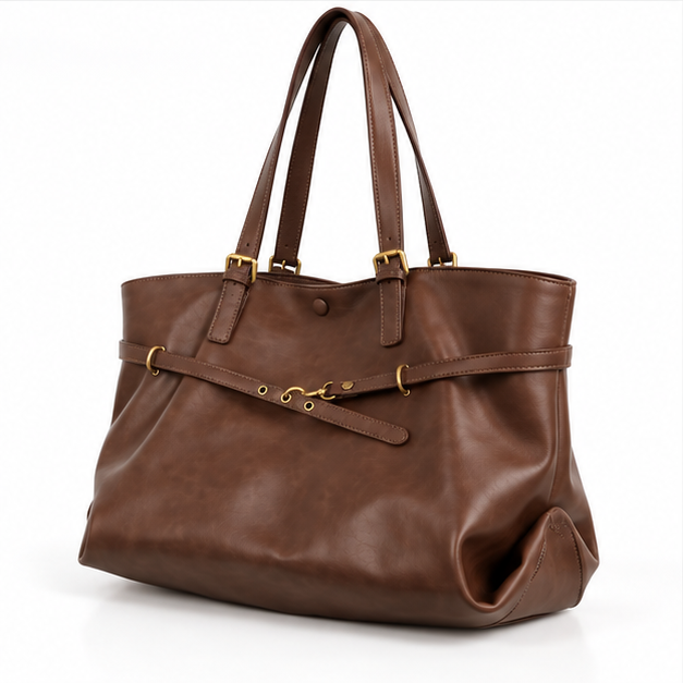 Vintage Brown Leather Everyday Shoulder Tote-3