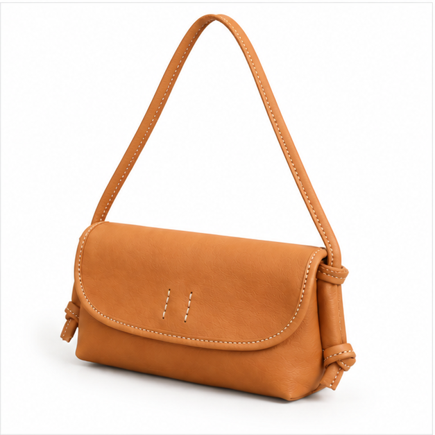 Tan Leather Flap Shoulder Bag Purse-3