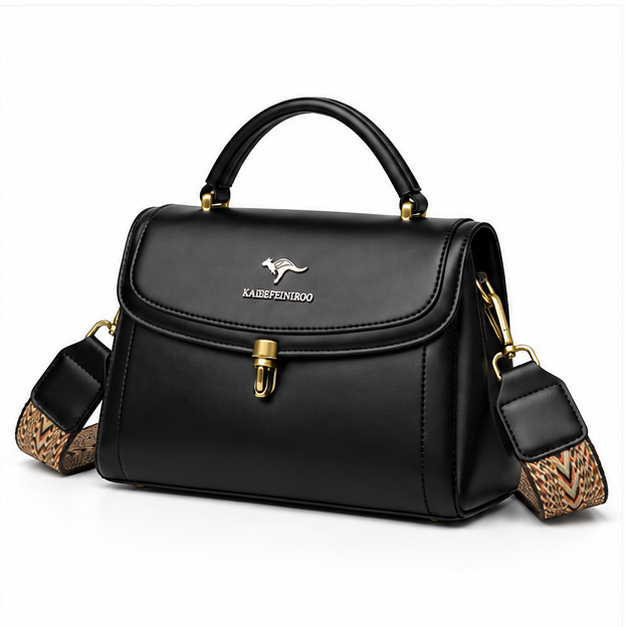 Black Structured Top Handle Shoulder Bag-3