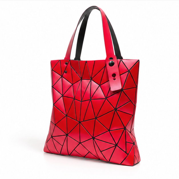 Dark Red Geometric Mosaic Tote Bag-3