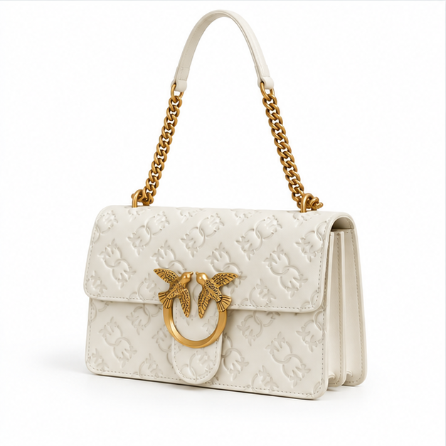 Ivory Embossed Bird Clasp Shoulder Bag-3