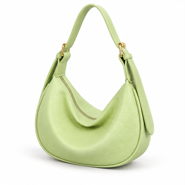 Mint Green Crescent Hobo Shoulder Bag-3