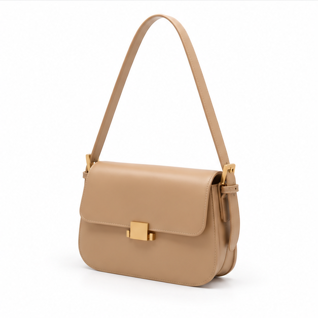 Elegant Khaki Structured Shoulder Crossbody Bag-3