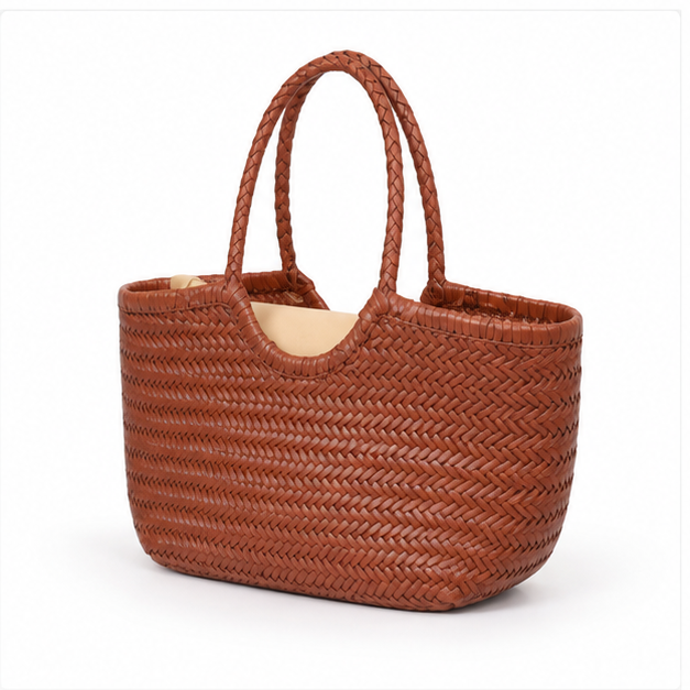 Handwoven Brown Braided Everyday Tote Bag-3