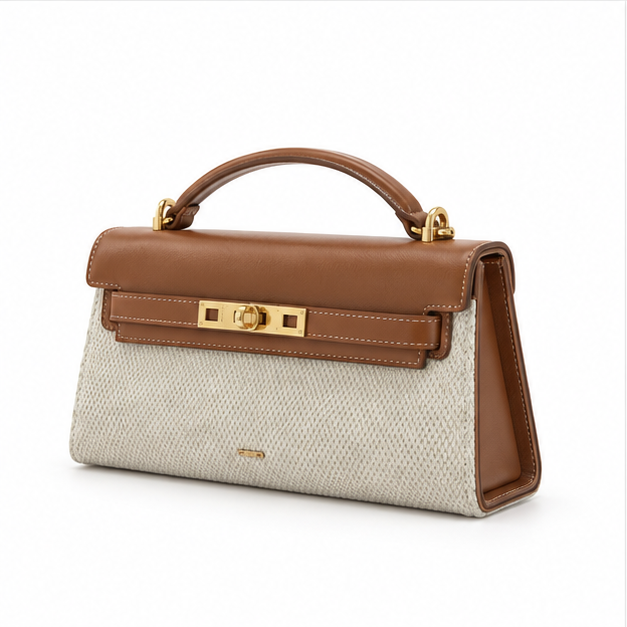 Elegant Woven Leather Top Handle Handbag-3