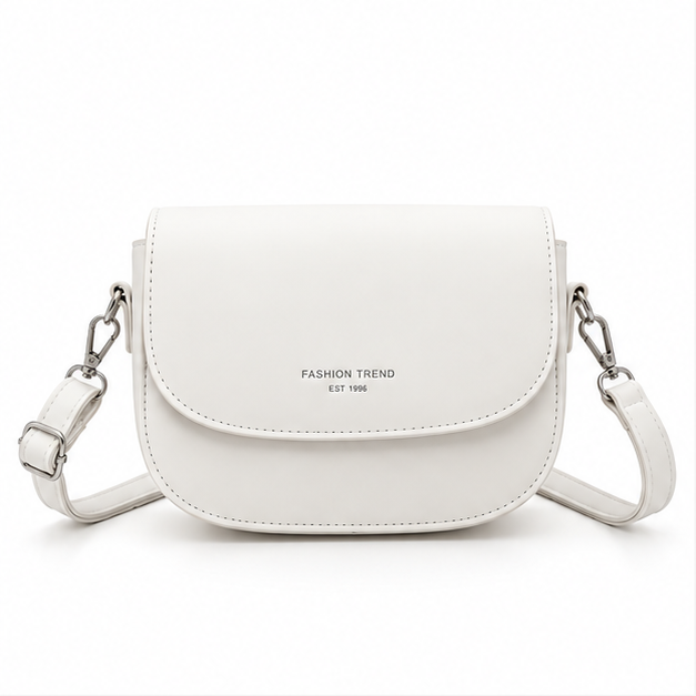 Elegant Minimalist White Crossbody Saddle Bag-4