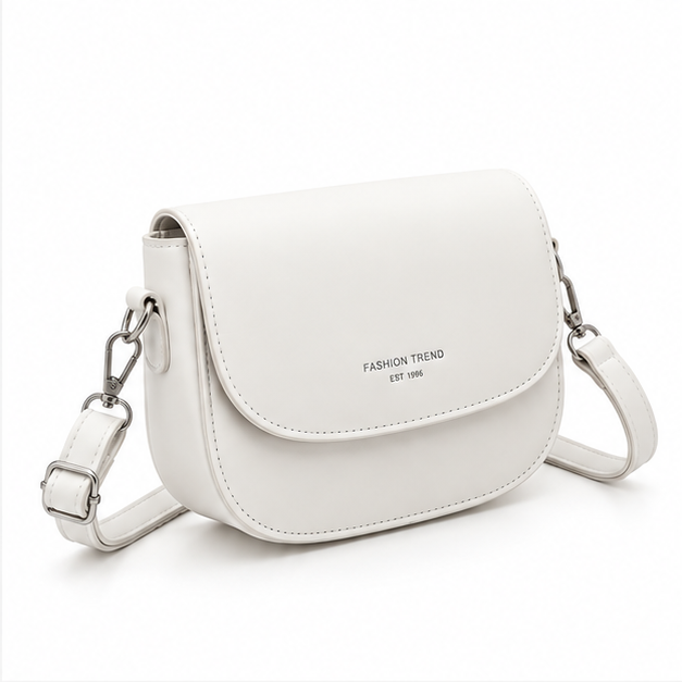 Elegant Minimalist White Crossbody Saddle Bag-1