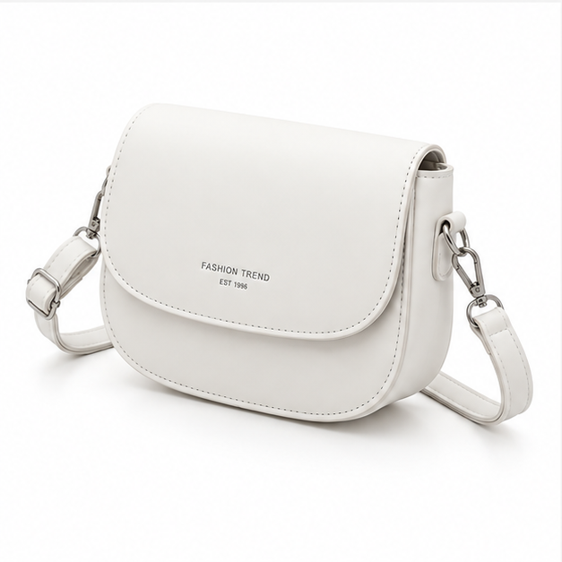 Elegant Minimalist White Crossbody Saddle Bag-3