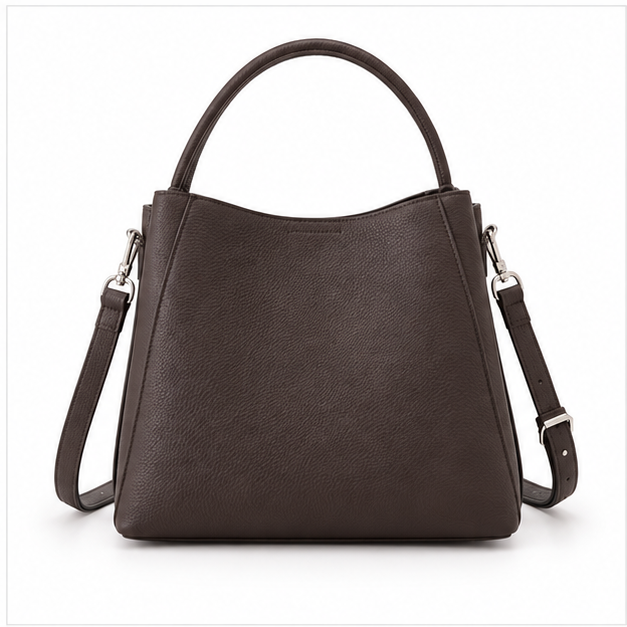 Elegant Brown Structured Leather Handbag Purse-2