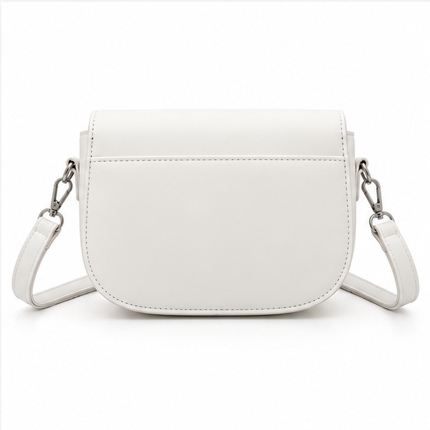 Elegant Minimalist White Crossbody Saddle Bag-2
