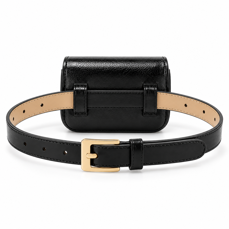 Black Belt Bag With Golden Ring-4