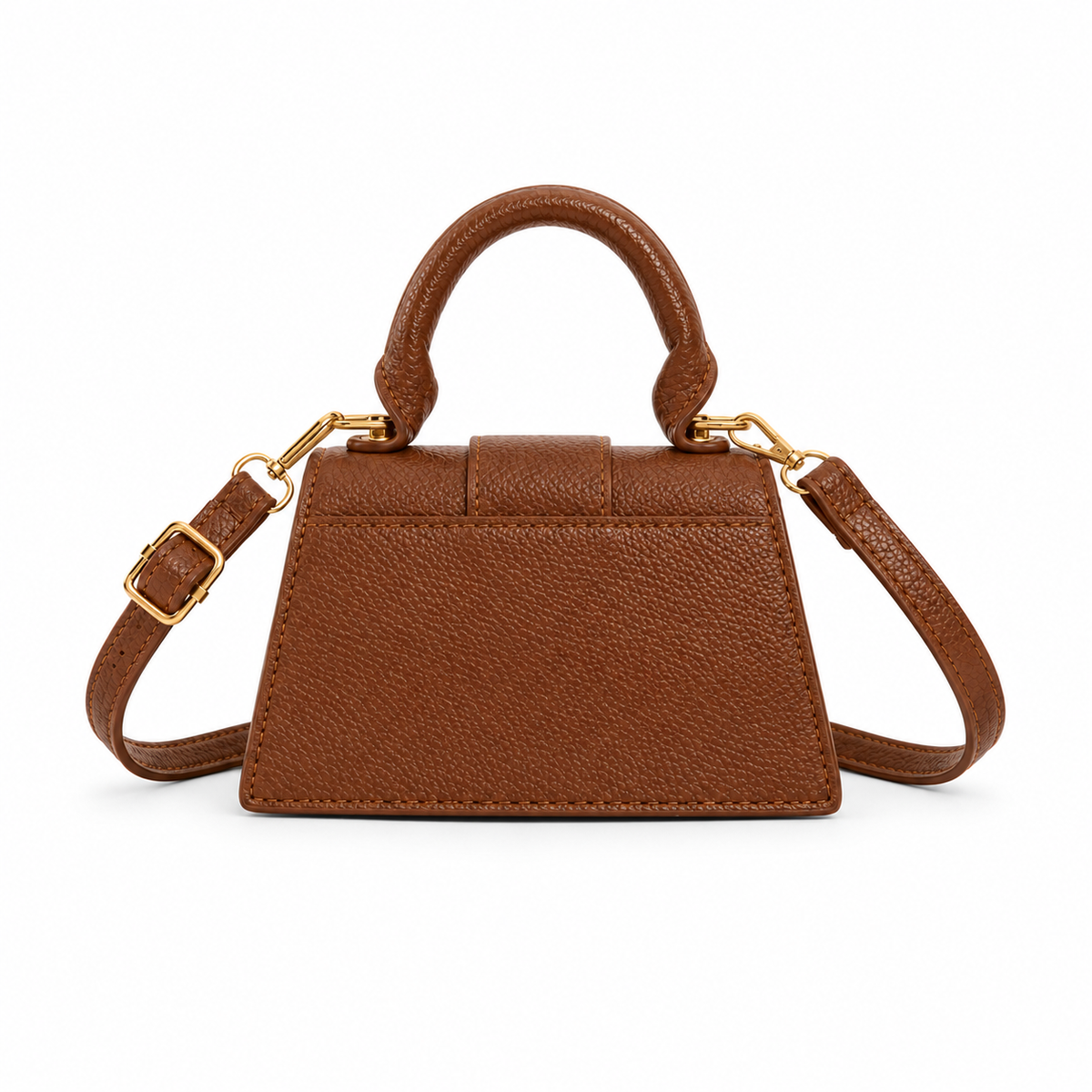 Brown Structured Mini Crossbody Handbag Purse-3