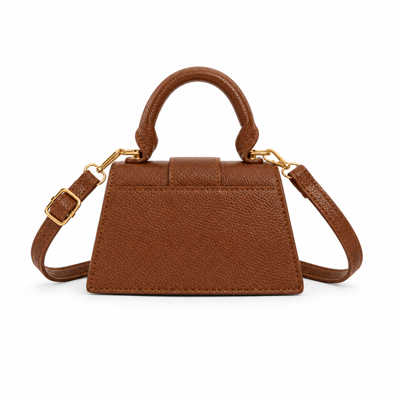 Brown Structured Mini Crossbody Handbag Purse-3