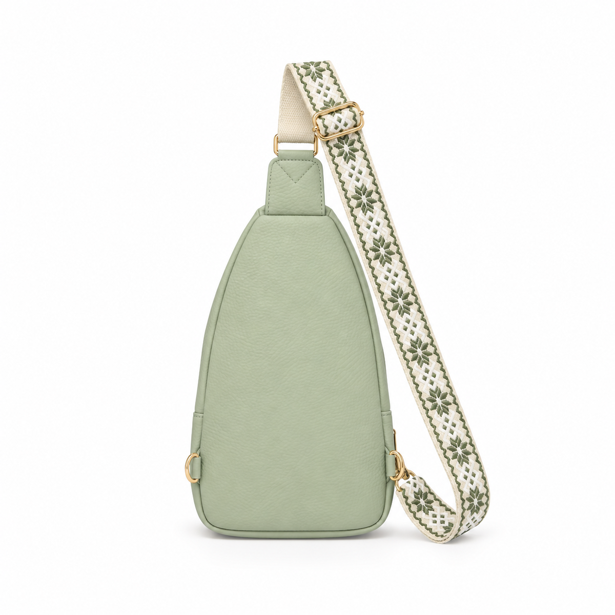 Sage Green Patterned Strap Sling Bag-2