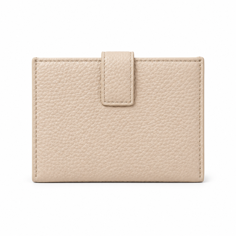 Beige Pebbled Wallet With Leaf Charm-2