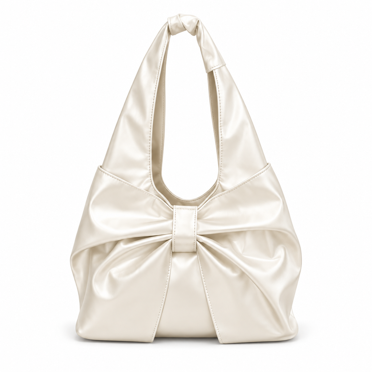 Elegant White Bow Knot Hobo Handbag-3