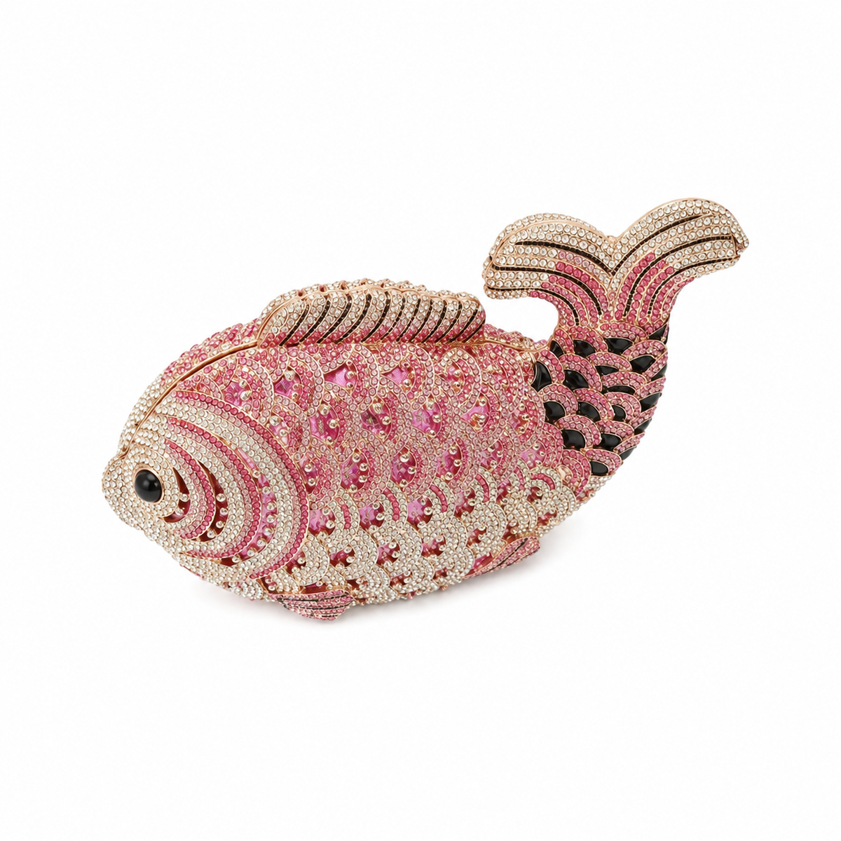 Pink Crystal Fish-Shaped Evening Clutch Bag-2