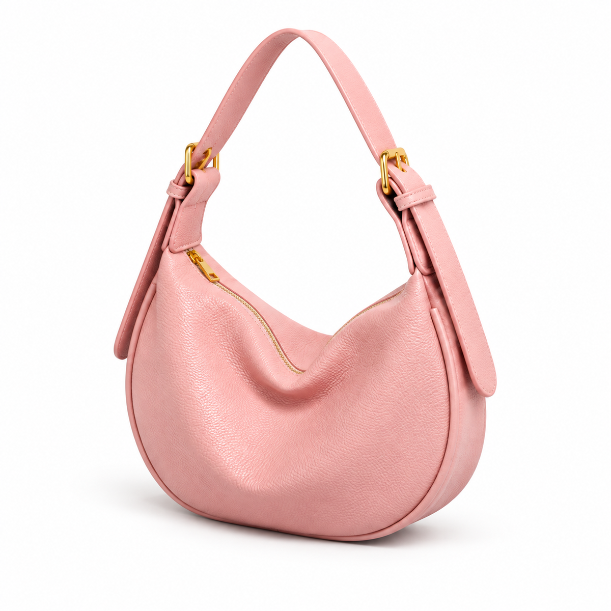 Blush Pink Crescent Hobo Shoulder Bag-3