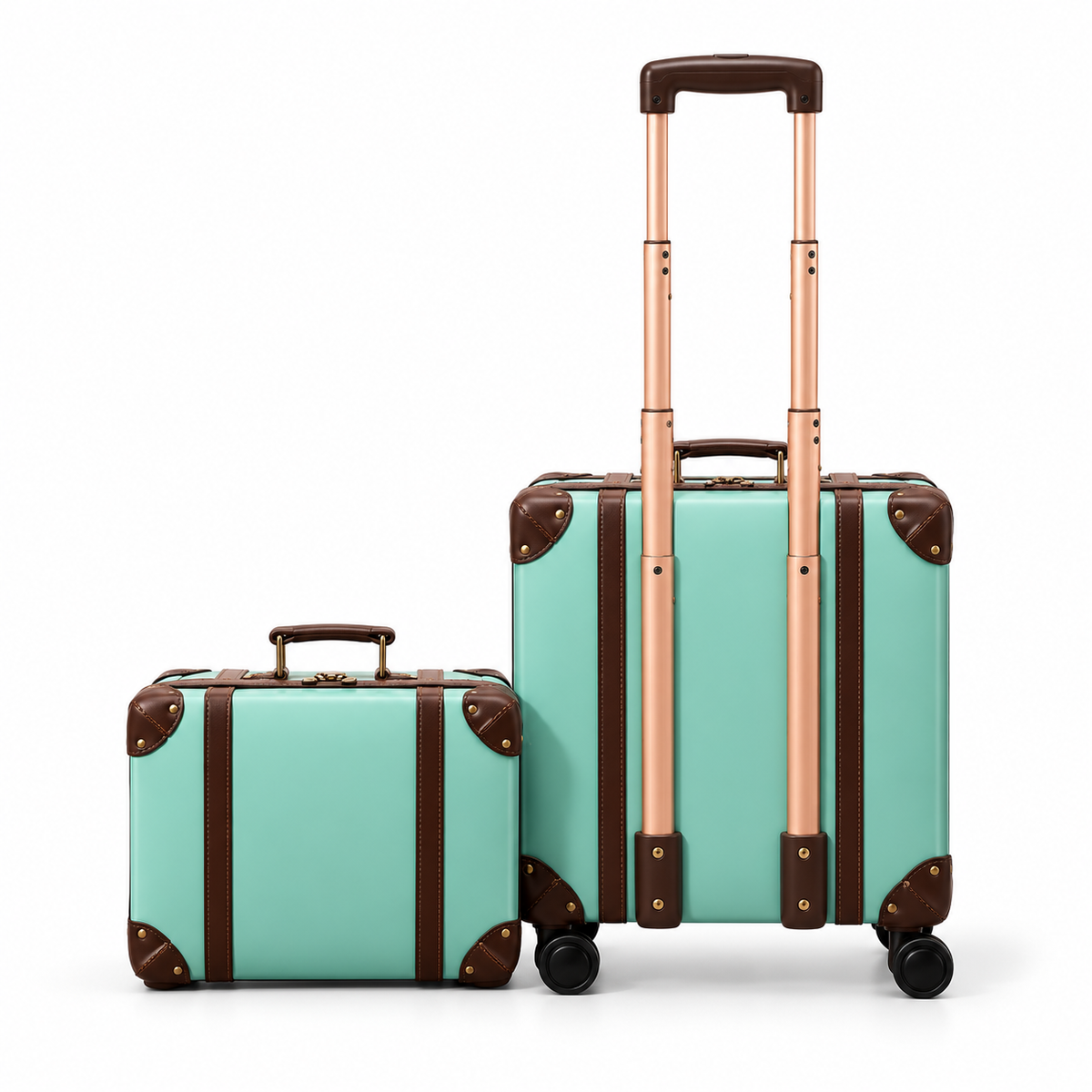 Mint Green Vintage Two Piece Luggage-2