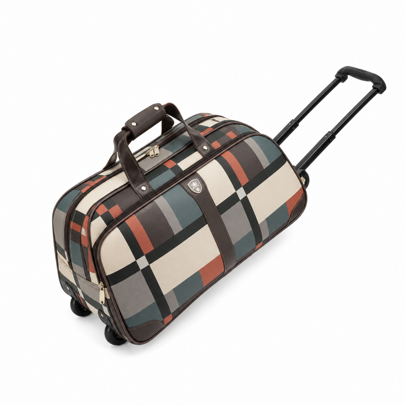 Classic Plaid Rolling Duffel Travel Bag-4
