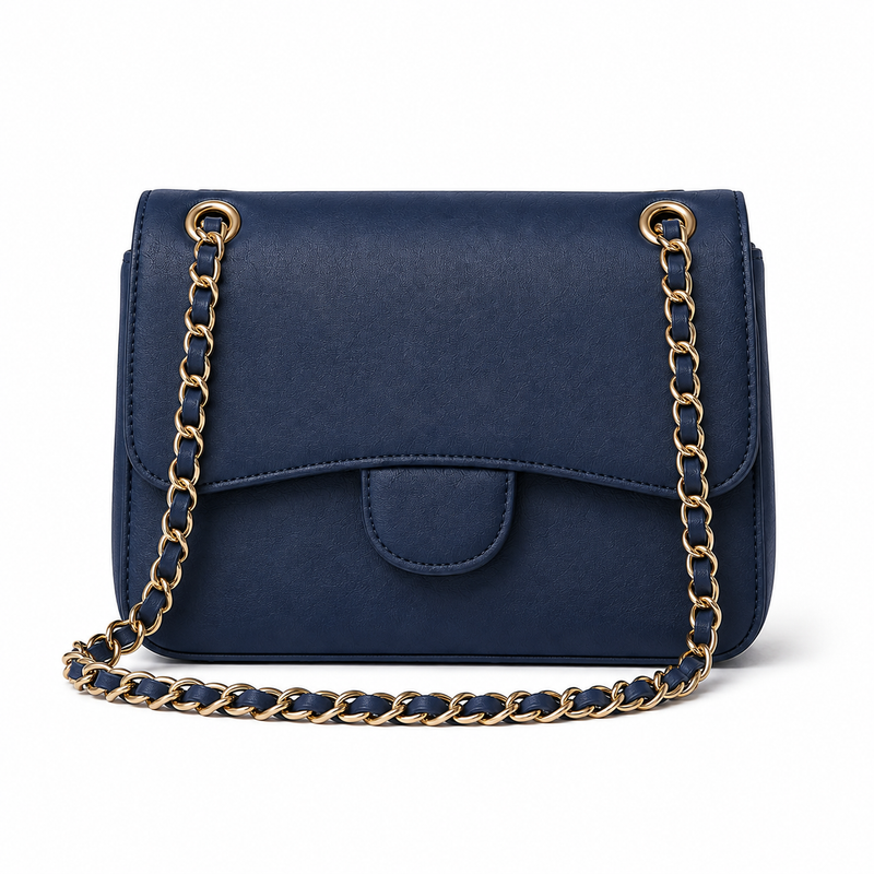 Deep Blue Chain Strap Flap Shoulder Bag-1
